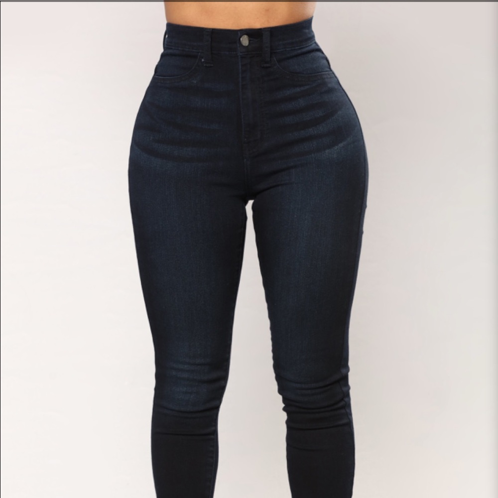 High Waisted Dark Denim Jeans- Plus Size